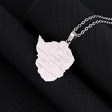 2024 new fashion stainless steel Zimbabwe city with map pendant necklace temperament everything collarbone chain birthday annive