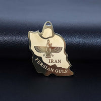 Fashion electroplating corrosion Iran map Ahura Mazda Pendant Stainless steel pendant necklace Keychain Pendant Pendant Pendant