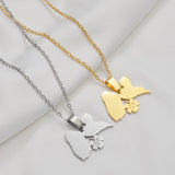 Anniyo Guadeloupe Map With Flower Pendants Necklaces for Women Jewelry France Guadeloupe Maps @335221