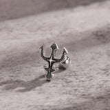Punk Men's Trident Stud Earrings, Ancient Greek God Poseidon Neptune Earrings Stainless Steel Ear Gifts for Him Jewelry