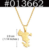 Anniyo 2.9cm Mayotte Map Pendant Necklaces for Women Girls France Jewelry #013662