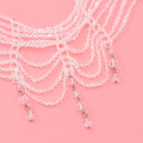 Black White Crystal Beads Necklace for Women Handmade Bohemian Drop Fashion Statement Choker Necklaces Female Lady Charm Jewelry
