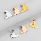 Anniyo Sint Maarten & Saint-Martin Island Stud Earrings for Women Girls Saint Martin SXM Stainless Steel Jewelry #303801