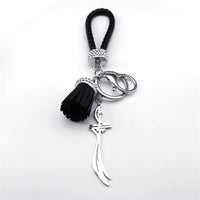 Arabic Zulfiqar Imam Ali Swords Stainless Steel Pendant Keychain for Women Men Silver Color Muslim Sword Islamic Jewelry llavero
