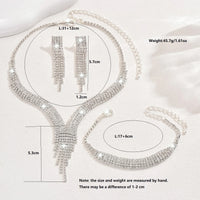 4PC Women's Fashion Geometric Tassel Necklace Earrings Bracelet Jewelry Set Suitable for Wedding, Party, Festival Gifts-8538