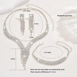 4PC Women's Fashion Geometric Tassel Necklace Earrings Bracelet Jewelry Set Suitable for Wedding, Party, Festival Gifts-8538