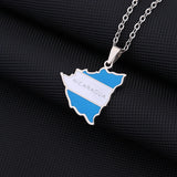 2024 new fashion stainless just Nicaragua map flag pendant necklace temperament everything collarbone chain birthday anniversary