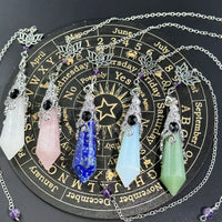Silver Color 12 Faceted Natural Stone Crystal Pendant Pendulum for Divination 100% Clear Quartz Amethysts Pendulums Pendulo X334
