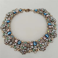 2025 New Fashion Crystal Rhinestones Large Collar Choker Necklace Earrings Women Jewelry Sets Indian Statement Wedding Necklace