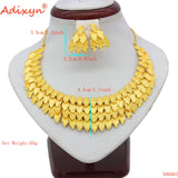 Adixyn TWO DESIGH India Necklace Earrings Set Jewelry Women Girls Gold Color Romantic Arab/Ethiopian/African Gifts N06229