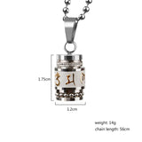 Stainless Steel Om Mani Padme Hum Prayer Wheel Mantra Buddhism Rotatable Necklace Cremation Jewelry Capsule Ash Urn Holder