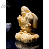 Hand Carved Wooden Daikokuten Statue Figurine - Japanese Seven Lucky Gods Wealth God Prosperity Fortune fengshui Ornament