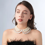 Pearl Beaded Lace Trim Collar Ribbons Women Necklace Wedding Jewelry for Clothes Dress  Beads Crystal Collar Wedding Jewelry