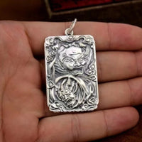 Exorcise Evil Spirits Great Bright Mantra Pendant Necklace Men's Jewelry Dominant Zhong Kui Buddha Necklace Amulet Male Gift