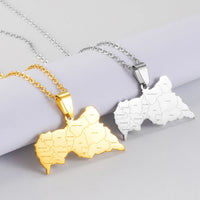 Anniyo Central African Map Pendant Necklaces for Women Men Stainless Steel African Centrafricaine Jewelry #298621