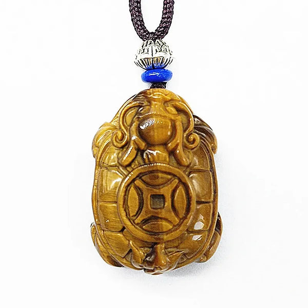 Natural Tiger Eye Stone Money Turtle Pendant Unisex Dragon Turtle Hanging Ornament a Grade Jewelry Accessory from Mainland China