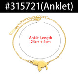 Anniyo 24CM+4CM Venezuela Map Anklets for Women Girls Stainless Steel Jewelry Foot-Chain  @315721