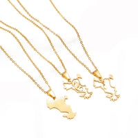 Anniyo Mayotte With Heart Flag Hippocampus Map Pendant Necklaces for Women Girls France Jewelry #012962