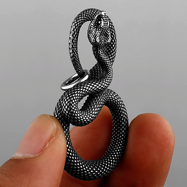 Retro Ferocious Eye Snake King Pendant Unisex Fashion Animal Snake 316L Stainless Steel Pendant Necklace Gift Jewelry Wholesale