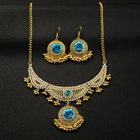 Luxury Elegant Crystal Wedding Jewelry Set Women Vintage Water Drop Earring Necklace Set Indian Gold Color Bijoux Bride Gift