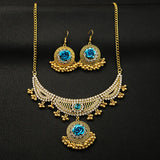 Luxury Elegant Crystal Wedding Jewelry Set Women Vintage Water Drop Earring Necklace Set Indian Gold Color Bijoux Bride Gift
