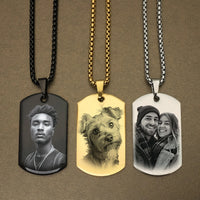 Personalized Custom Photo and Message Necklace Pendant Keychain Dog tag,Customized Engraved Necklace with Photo Christmas Gifts