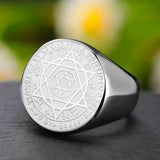 Dawapara Talisman Seal Solomon Ring Hexagram 12 Constellation Kabbalah Prosperity Good Health Amulet Stainless Steel Jewelry