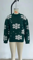 Christmas 2025 Women's Knitted Sweater Snowflake Warm Thicken Jacquard Jumper Oversized Knitwear Full Sleeve Pullovers Xmas Look