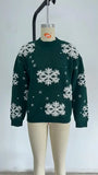 Christmas 2025 Women's Knitted Sweater Snowflake Warm Thicken Jacquard Jumper Oversized Knitwear Full Sleeve Pullovers Xmas Look