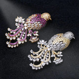 SUYU National Style Retro Color Copper Inlaid Cubic Zirconia Animal Suit Jacket Gift Accessories Female Magpie Brooch