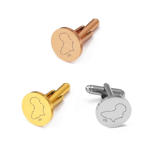 Anniyo (2 Pieces) Cufflinks for Men Women Gold Color/Silver Color Stainless Steel Cuffs Jewelry Africa Map Design #000141