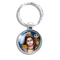 Hinduism Keychains Ganesha Vishnu Goddess of Kashmi Wealth Shiva Amulet Key Chain Glass Dome Keyring India Buddhism Jewelry Gift