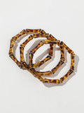 3pcs Leopard Acrylic Bamboo Women's Hand Bracelets Retro Stack Thin Tube Beaded Elastic Bracelet Bangle Couple Jewelry Gift