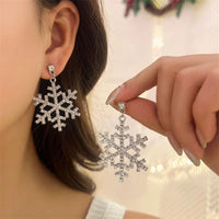 Fashion New Shiny Snowflake Christmas Tree Earring Rhinestone Simple Stud Earrings Women's Wedding Jewelry Earrings