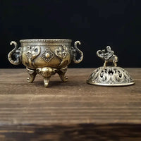 Elephant Triple-Legged Incense Burner Metal Home Decor Aromatherapy Accessory, Versatile for Meditation Decoration Ornament