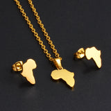 Anniyo Small Map of Africa Jewelry Sets 1.2CM Earrings and 1.6CM Pendant African Wedding Accessories #320001