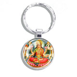 Hinduism Keychains Ganesha Vishnu Goddess of Kashmi Wealth Shiva Amulet Key Chain Glass Dome Keyring India Buddhism Jewelry Gift