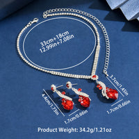 Ladies' fashionable peach heart design necklace earrings jewelry set suitable for daily wear and holiday gifts