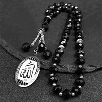 Islamic Imam Ali Zulfiqar Sword Car Pendant for Women Men Stainless Steel Gold Color Arabic Religion Blue Glass Chain Jewelry