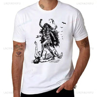 Goddess Kali Standing Over Shiva Printed Man T-Shirt Korean Fashion Quick-drying Animal Prinfor Boys Mens Cotton T-shirts woman