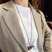Minar Cute Lovely Brown Black Color Wood Flagon Long Pendant Necklaces Adjustable Rope Chain Chokers for Women Birthday Gift