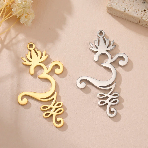 Dawapara Unalome Pendant OM Lotus Flower Charm for Jewelry Making Stainless Steel Spiritual Yoga Symbol Buddhism Accessories