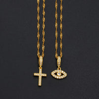 Anniyo Small Size Charm Eye Cross Stone Pendant Necklace Women Girls Trendy Birthday party Items,Factory Wholesale Price #201709