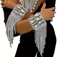 Fashion Long Tassel Rhinestone Bracelet Hand Jewelry for Women Bridal Crystal Bracelets Wedding Jewellery