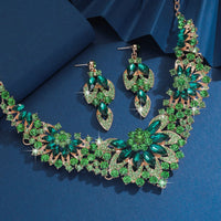 3PC Women's Wedding Season Fashion Luxury Flower Necklace Earrings Jewelry Set Suitable for Wedding Parties and Festival Gifts