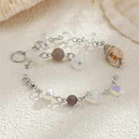 Long Chain Stone Beaded Alloy Braid Hair Ring Dreadlock Hair Ring for Women Conch Pendant Hair Jewelry for Braids Gifts