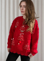 Christmas Sweater Women 2024 Korean Style O Neck Casual Loose Jumper Women Chic O Neck Peark Bow New Year Sweater Knitwear