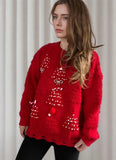 Christmas Sweater Women 2024 Korean Style O Neck Casual Loose Jumper Women Chic O Neck Peark Bow New Year Sweater Knitwear