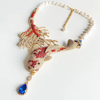 Medieval fashion winding snake personality generous exaggerated design freshwater pearl high sense necklace
