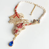 Medieval fashion winding snake personality generous exaggerated design freshwater pearl high sense necklace